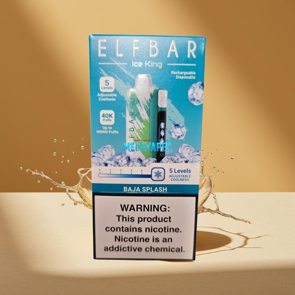 Elf Bar Ice King 40000 Puffs Rechargeable Disposable Vape with Adjustable Cooling & LCD Display – Baja Splash - Image 3