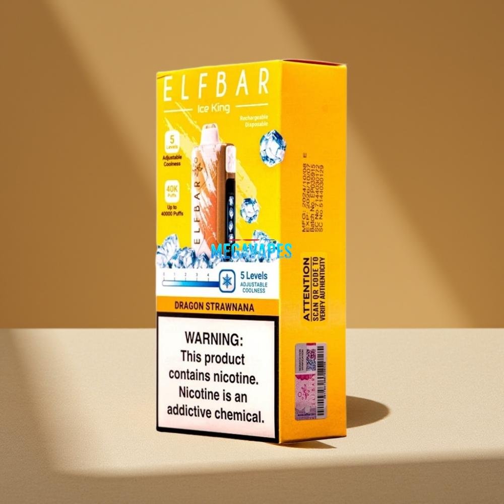 Elf Bar Ice King 40000 Puffs Rechargeable Disposable Vape with Adjustable Cooling & LCD Display – Dragon Strawnana - Image 3