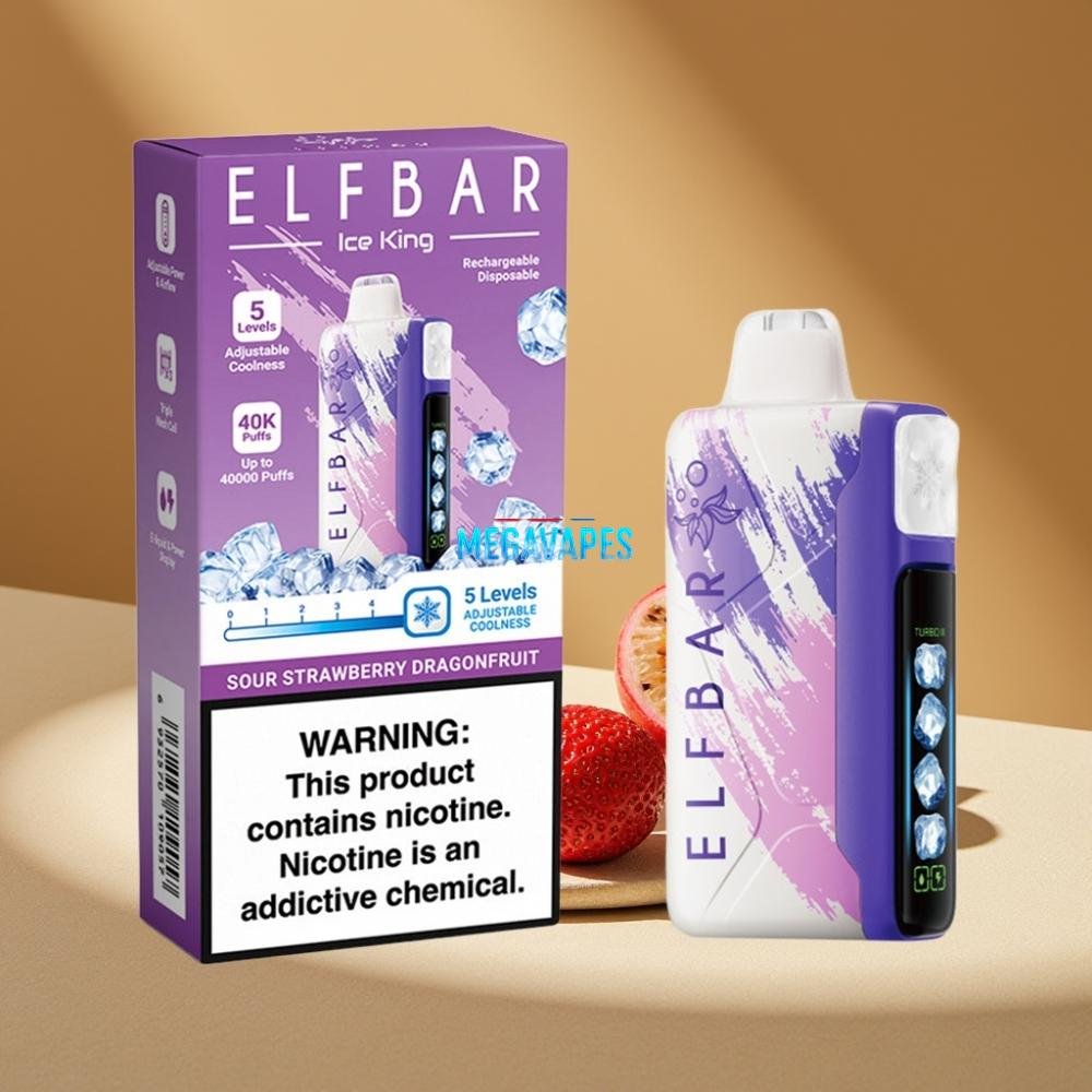 Elf Bar Ice King 40000 Puffs Rechargeable Disposable Vape with Adjustable Cooling – Sour Strawberry Dragonfruit - Image 2