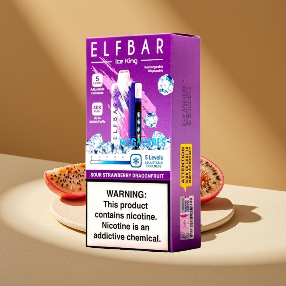 Elf Bar Ice King 40000 Puffs Rechargeable Disposable Vape with Adjustable Cooling – Sour Strawberry Dragonfruit - Image 3