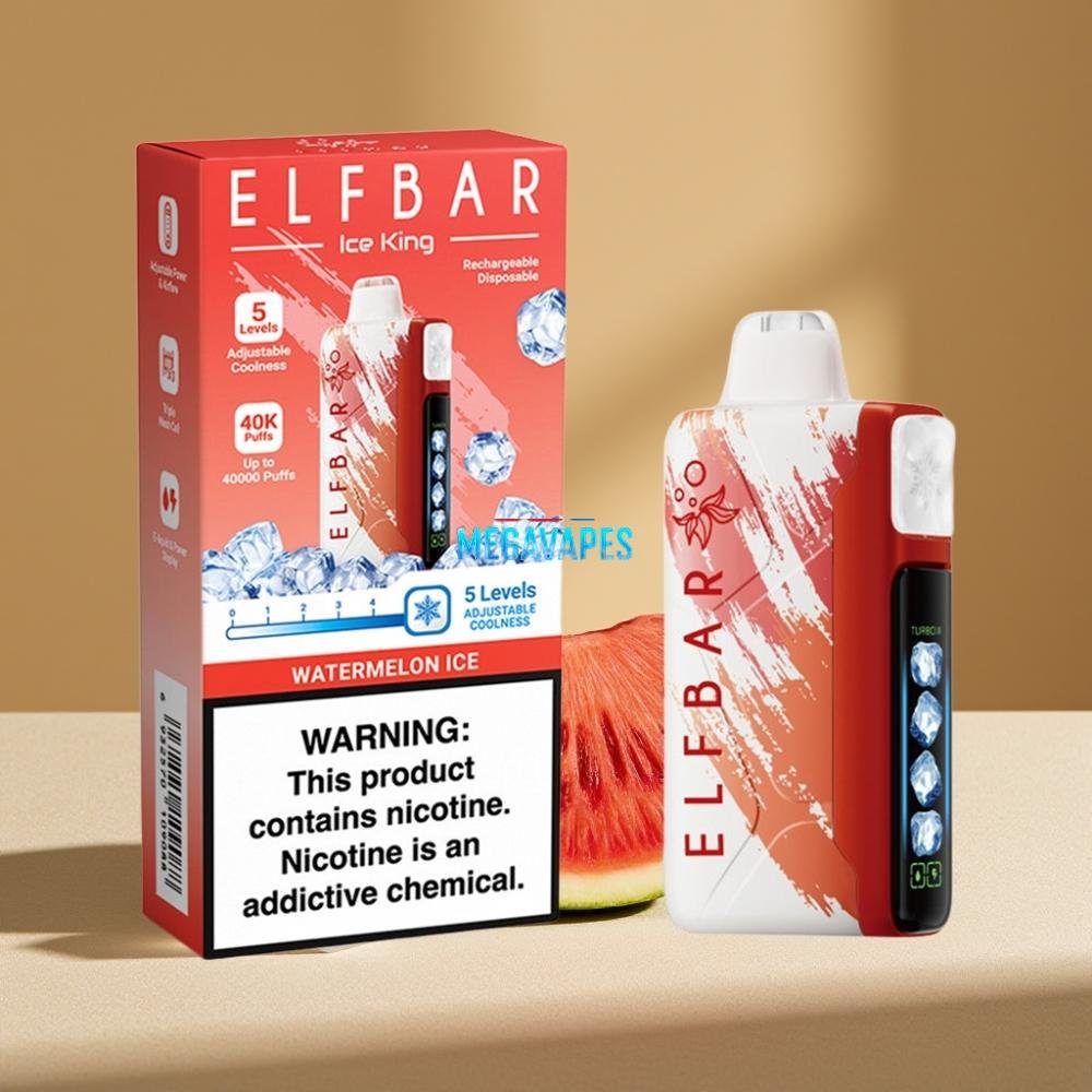Elf Bar Ice King 40000 Puffs Rechargeable Disposable Vape with Adjustable Cooling – Watermelon Ice - Image 2