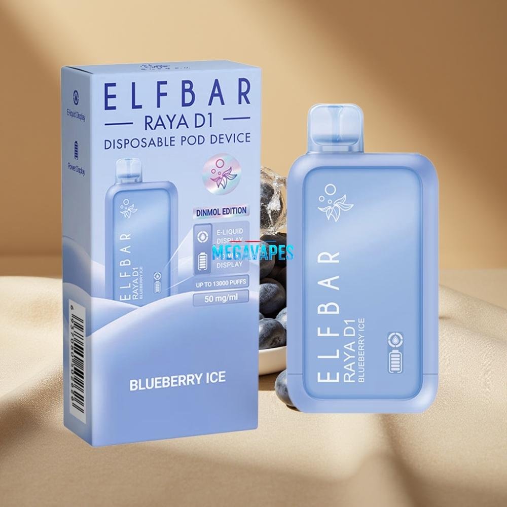 Elf Bar Raya D1 13000 Puffs 18ml Rechargeable Disposable Vape Blueberry Ice - Image 2
