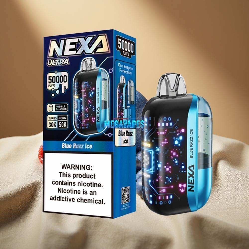 NEXA Ultra 50K Disposable Vape – 20mL 5% Nicotine, 800mAh Battery, Type-C Charging, Blue Razz Ice - Image 2
