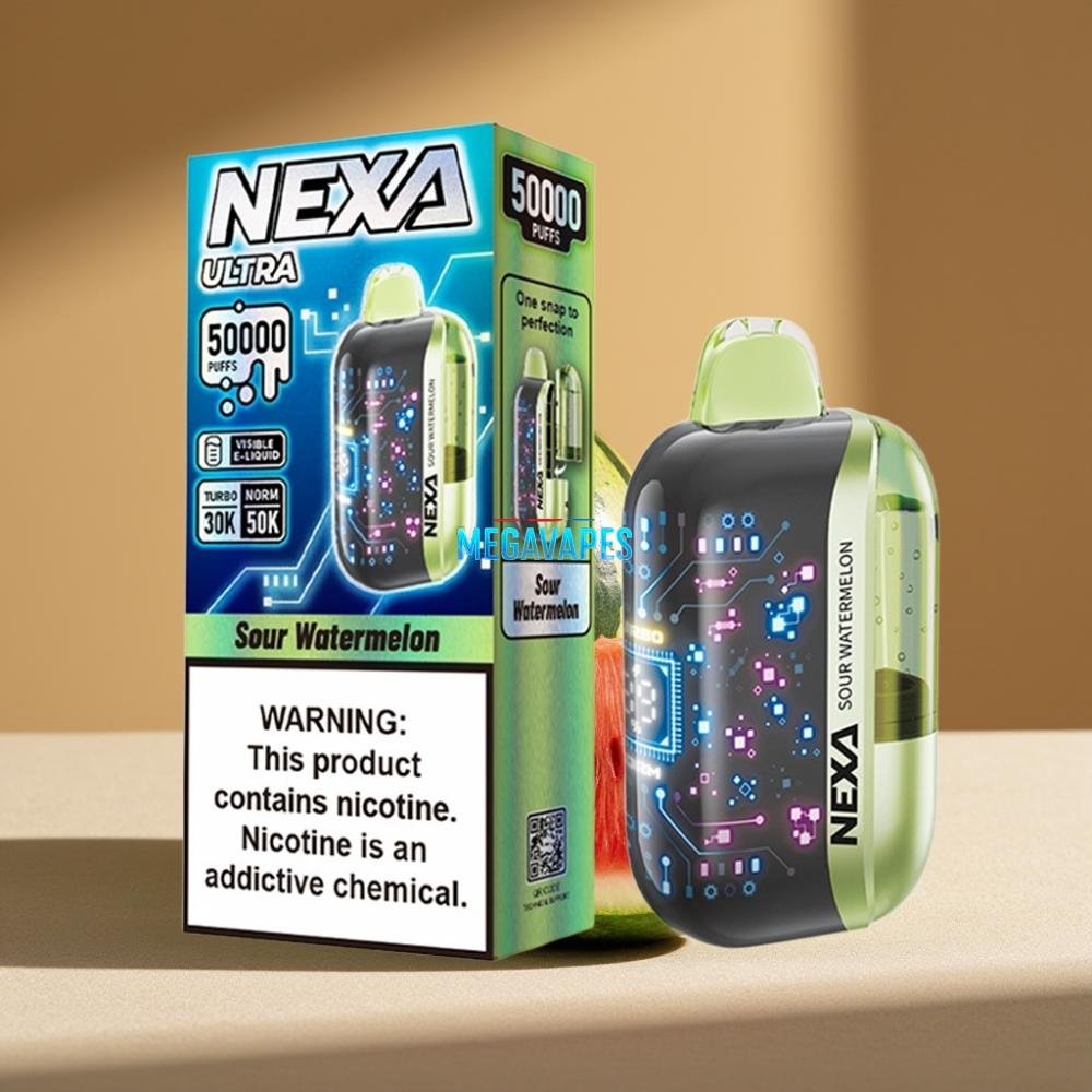NEXA Ultra 50K Disposable Vape – 20mL, 5% Nicotine, Dual Mesh, Type-C, Sour Watermelon - Image 2