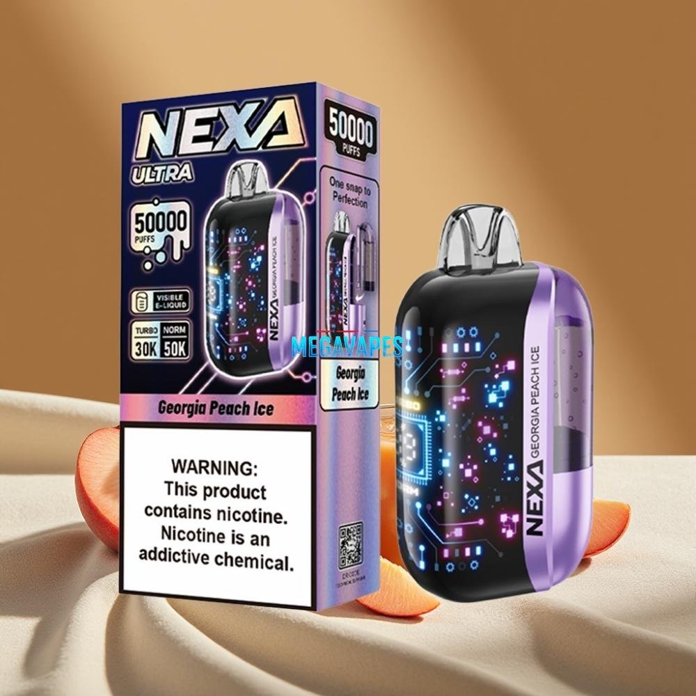 NEXA Ultra 50K Disposable Vape – 20ml Prefilled, 5% Nicotine, Type-C Charging, Georgia Peach Ice - Image 2