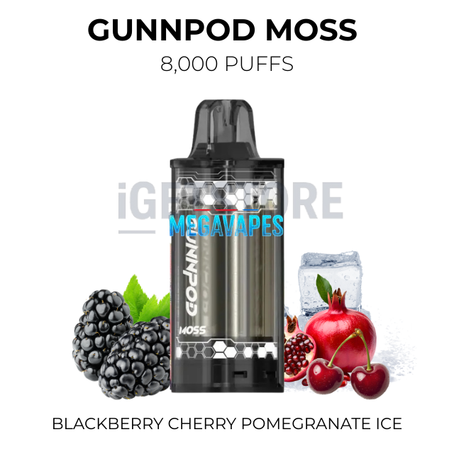 GunnPod Moss 8000 Puffs – Blackberry Cherry Pomegranate Ice