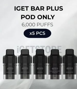 5 PCS – IGET Bar Plus Pod Only 6000 Puffs