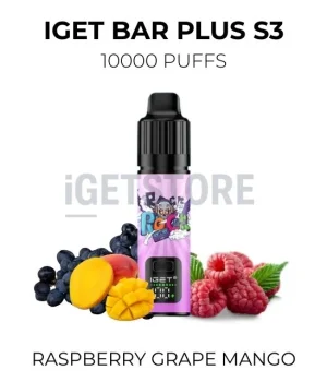 IGET Bar Plus S3 10000 Puffs – Raspberry Grape Mango