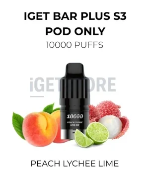IGET Bar Plus S3 Pod Only 10000 Puffs – Peach Lychee Lime